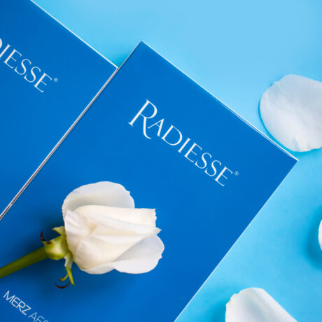 Radiesse collagen stimulating dermal filler packaging used in non surgical facial rejuvenation treatments